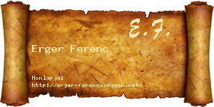 Erger Ferenc névjegykártya